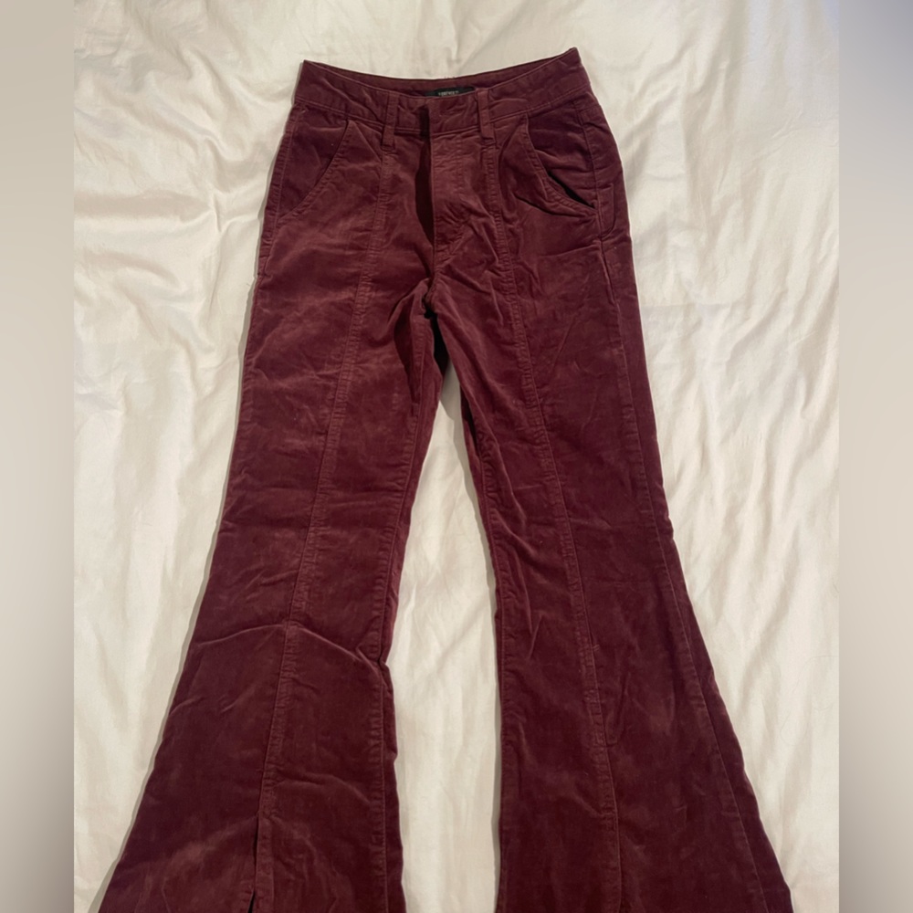 Maroon Velvet Flare Pants